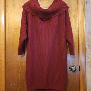 Vintage burgundy off shoulder tunic sweater